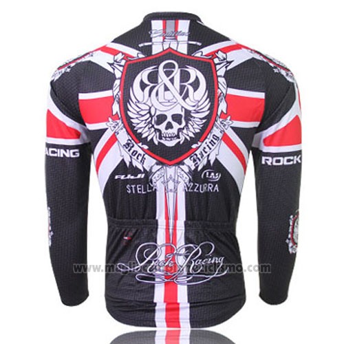 2013 Abbigliamento Ciclismo Rock Racing Nero e Rosso Manica Lunga e Salopette